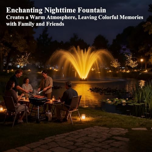 Pond Fountain Aerator with Lights, 1 HP with Dynamic RGB Lighting