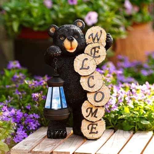 Solar Bear for Garden Decor: Weatherproof Resin Statues