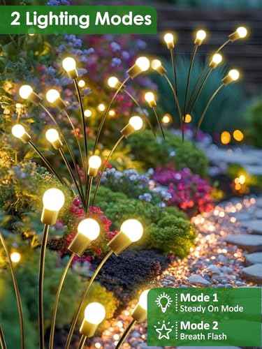 Warm White Firefly Solar Garden Lights – 8 Pack