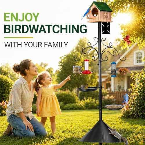 92 Inch Bird Feeder Pole for Outdoors, Heavy Duty Squirrel Proof Baffle
