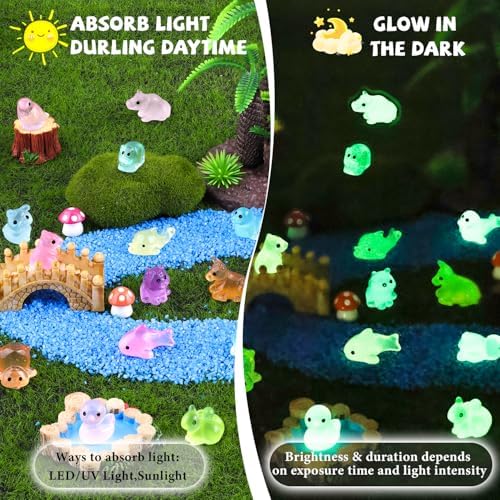 150PCS Random Mini Resin Animals Tiny Figurines Glow in Dark