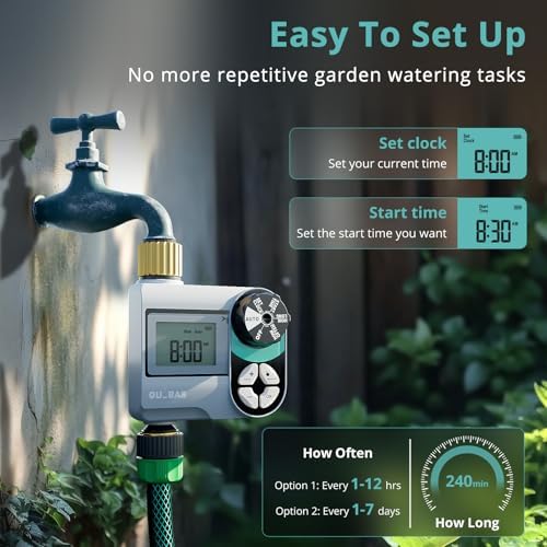 QUOBAS Brass Sprinkler Timer, Programmable Water Hose Timer for Garden Hose