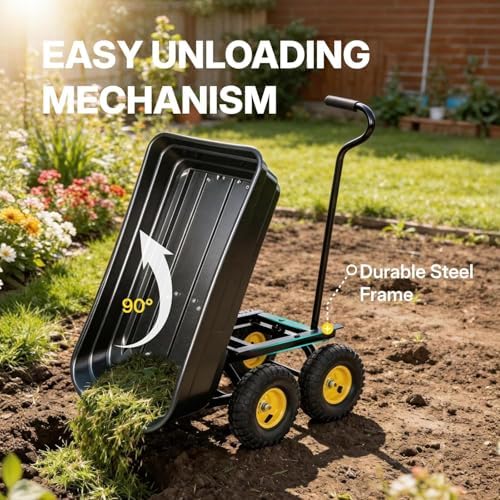 NORTHSKY Garden Dump Cart Wagon 600 Lbs,Heavy Duty Yard Wheelbarrow
