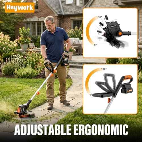 20V 12" Cordless String Trimmer, Electric Weed Wacker & Edger