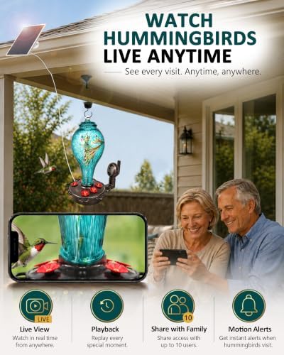 LUJII Smart Hummingbird Feeder with Camera for Outdoor Hanging, Hand