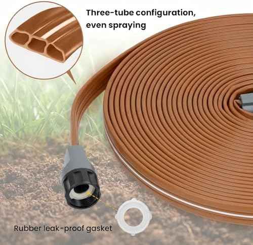 Sprinkler Hose with Holes 25 FT, Flat Sprinkler Soaker Hoses for Garden