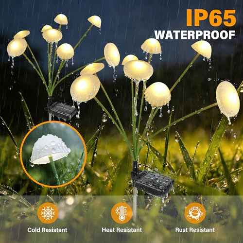 Solar Garden Lights Outdoor, 6Pack Solar Lights Garden Decor, Swaying Mushroom Lights Waterproof for Yard, Patio,Pathway Decoration,Gifts for Women,Mom(Warm White)