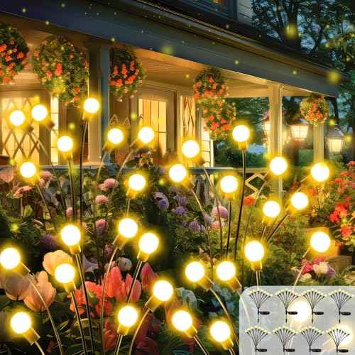 Warm White Firefly Solar Garden Lights – 8 Pack