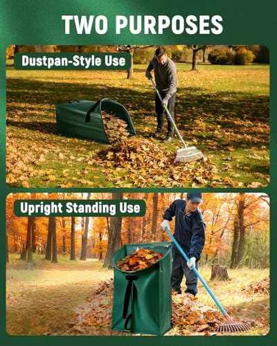 60 Gallon Leaf Collector, Collapsible Large Yard Dustpan-Type Lawn and Leaf Bags, Standable Reusable Garden Waste Bags for Leaves, Yard Debris and Grass Clippings (Gift Garden Gloves)
