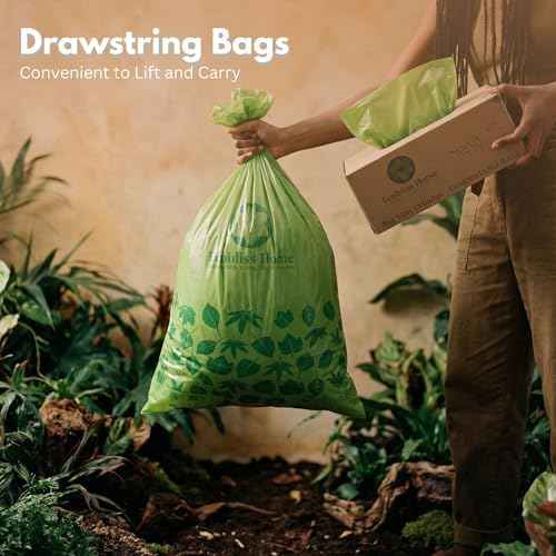 Compostable 13-Gallon Trash Bags with Drawstring – Extra-Strength, TUV-Certified, BPA-Free Trash Liners – 25 Count