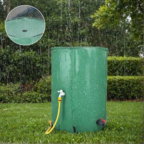 100 Gallon Collapsible Rain Barrel, Large Garden Water Storage Tank, Portable Folding Rainwater Collector, Water Catcher with Filter Overflow Kit Faucet