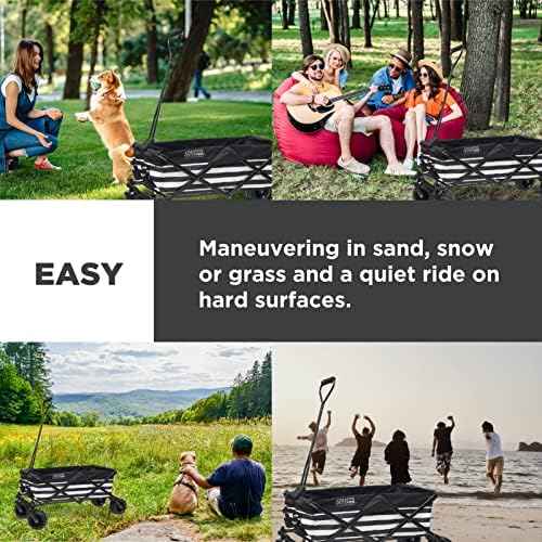 Creative Outdoor Push Pull Stroller Wagon for Kids, 150lbs Weight Capacity, All-Terrain Collapsible Folding Cart with Canopy for Cargo, Beach, Park, Garden, Camping & Tailgate