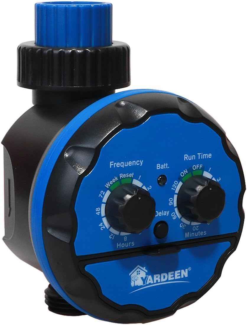 Digital Water Timer, Dual Dial Control, Battery Operated, Black/Blue