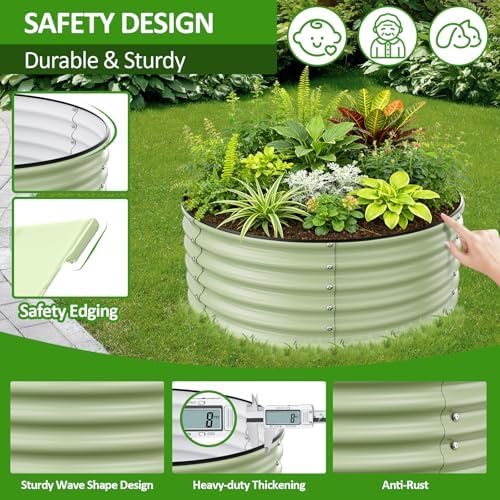 Gruper Galvanized Raised Garden Bed, 3.5ft x 17'' Tall Round Metal Planter Raised Garden Boxes Outdoor for Vegetable Fruits Flower Herb, Anti-Rust and Sturdy & Easy-Setup