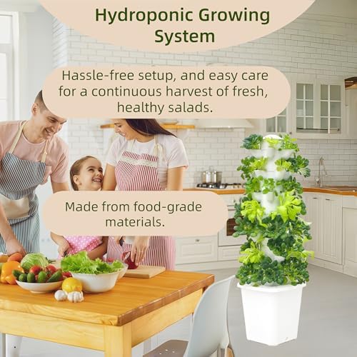 Hydroponic Growing Tower, 35-Pod Indoor Vertical Garden with Pump &