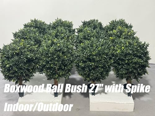 Artificial Boxwood Ball Bush 27" Tree UV Resistance Rated with Spike.