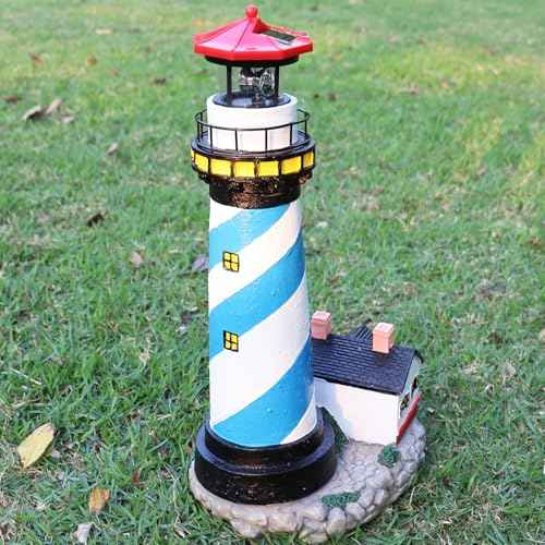18-Inch Solar Lighthouse with Rotating Beacon