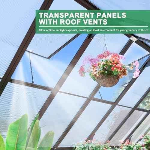 16x10x10 FT Large Greenhouse for Outdoor, Easy Assembly Aluminum Frame Heavy Duty Green House with Transparent Roof Vents Lockable Swing Door Walk in Greenhouses for Garden Plant Flowers
