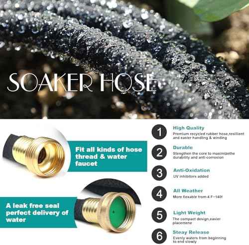 5/8" 25 FT*2 Pack Soaker Hose for Water Drip Irrigation for Lawn