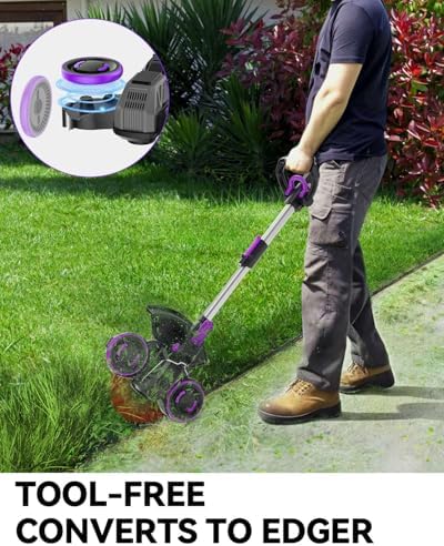 Cordless Weed Wacker, GearBrushless Motor, 20V 5.2Ah Battery Powered, 3 in 1 Edger/Mower/Trimmer with Metal Blade (5.2A Battery Pack)