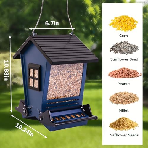 Squirrel Proof Bird Feeders for Outdoors with Weight-Activated, Metal