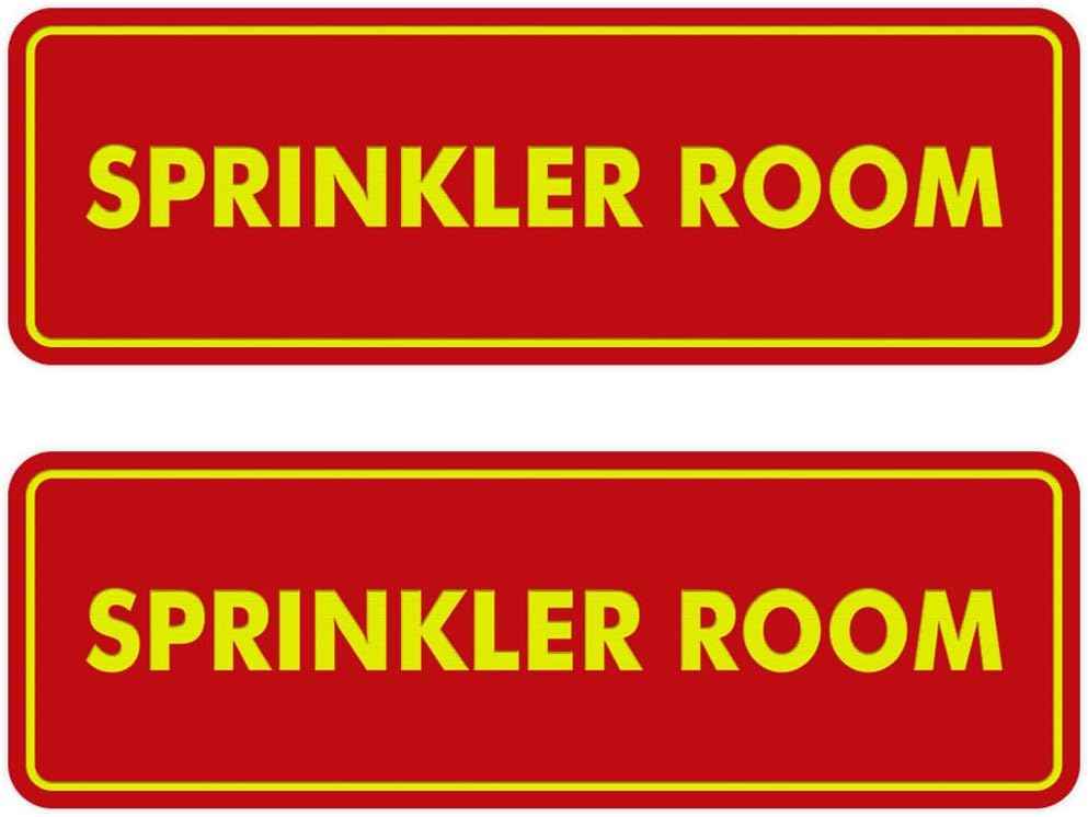 Signs ByLITA Standard Sprinkler Room Sign (Red/Yellow) - Large 2 Pack