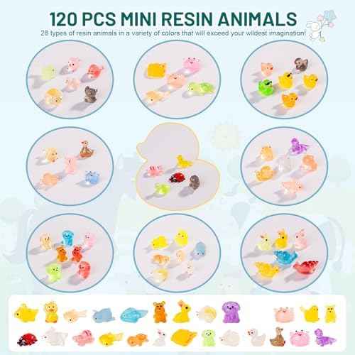 120 pcs Luminous Mini Resin Animals to Hide Glow in The Dark Figures Miniature Little Small Animal Figurines Bulk for Micro Fairy Garden Landscape Accessories Hide Crafts Decor Aquarium
