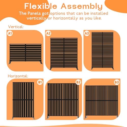 MTART Metal Privacy Screen 72" H x 47.2" Decorative Outdoor Privacy