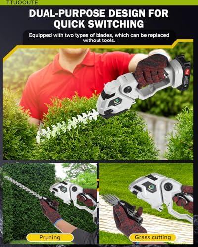 Cordless Hedge Trimmer,Cordless Grass Shears,2-in-1 Bush
