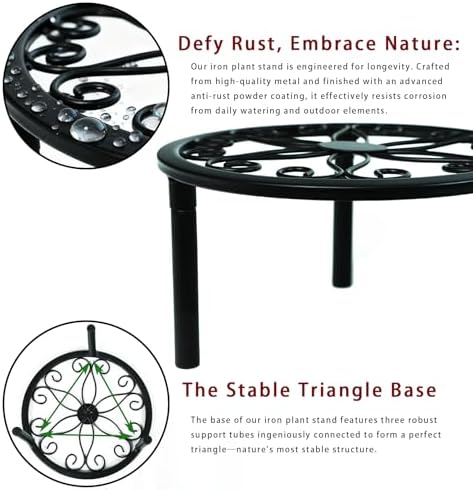 5-Pack Metal Plant Stands for Outdoor Indoor, Anti-Rust Iron Flower