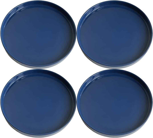 Plant Saucer Pot Tray Planter Saucers 4 Pack 4 inch, 5 6 7 8 9 10 11 12 13 15 Inch for Indoors Outdoor, Durable Sturdy Ceramic Flower Drainage drip Water Tray for Glazed Pots Base ((4.5"/4.1"-Blue)