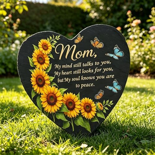 Sympathy Gifts for Loss of Loved One with Bracket, Memorial Garden Stones in Memory of Mom Gifts, Condolence Bereavement Gift for Garden Outside, or Home Decor 7.87inch