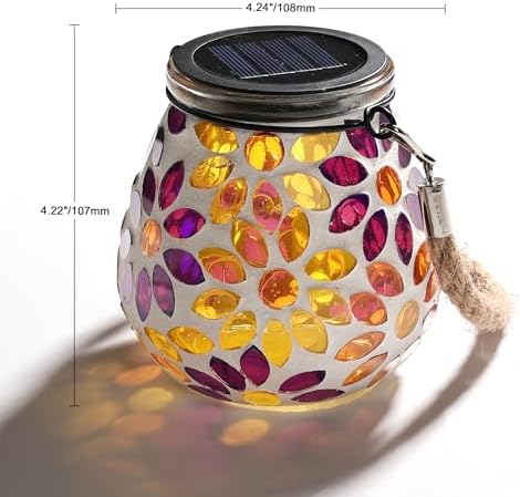 Cooo 2 Pack Mosaic Solar Lantern Outdoor Waterproof IP68 Hanging