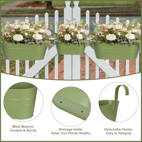 3 Different Size Metal Iron Hanging Flower Pots 10 Pcs for Outdoor