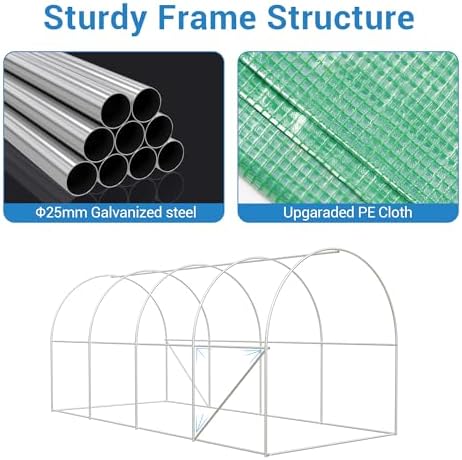 15x7x7 ft Walk-in Greenhouse for Outside - Heavy Duty Galvanized Steel