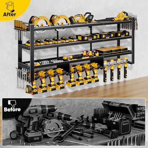 POKIPO 49" W Large Power Tool Organizer Wall Mount, 4 Layer Heavy Duty