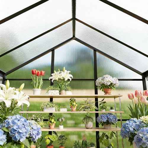 6 x 6 FT Polycarbonate Greenhouse with Roof Vent, Charcoal Black