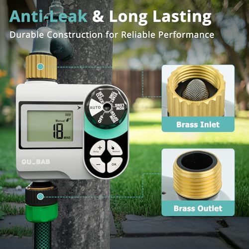 QUOBAS Brass Sprinkler Timer, Programmable Water Hose Timer for Garden Hose
