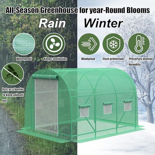 10x7x7 ft Greenhouse, Outdoor Walk-in GreenHouses with Screen Windows and Dual Zippered Door, Portable Waterproof Green Houses Tent for Outside Heavy Duty with Reinforced Frame #2