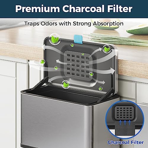 Stainless Steel Hanging Trash Can with Lid and Inner Bucket, 1 Gallon Kitchen Compost Bin for Counter Top, Under Sink or Wall Mount, Small Garbage Can for Cupboard/Bathroom/Bedroom/RV