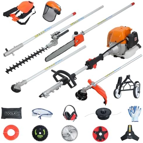 2026 New Gas Weed Wacker,52cc 8-in-1 Gas Weed Eater, String Trimmer, Hedge Trimmer, Pole Chainsaw with Extension Pole,Brush Cutter, Multi Functional Trimming Tools for Home Yard Garden (8)