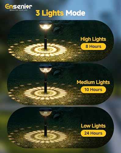 Ensenior 6-Pack Solar Lights Outdoor, Auto ON/Off 3000K LED Solar Garden Lights for Pathway, Yard, Patio, Walkway, Flower Bed, Halloween Christmas Landscape Lighting, IP65 Waterproof, Flag Lights