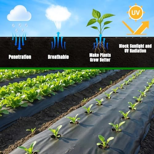 Non-Woven Thick Weed Barrier Fabric 3FT x 100FT, 3 oz Heavy Duty Weed Barrier Landscape Fabric, Ground Cover for Superior Weed Control, Easy Setup for Gardens, Landscaping, Flower Beds