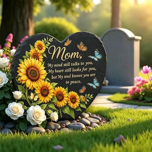 Sympathy Gifts for Loss of Loved One with Bracket, Memorial Garden Stones in Memory of Mom Gifts, Condolence Bereavement Gift for Garden Outside, or Home Decor 7.87inch