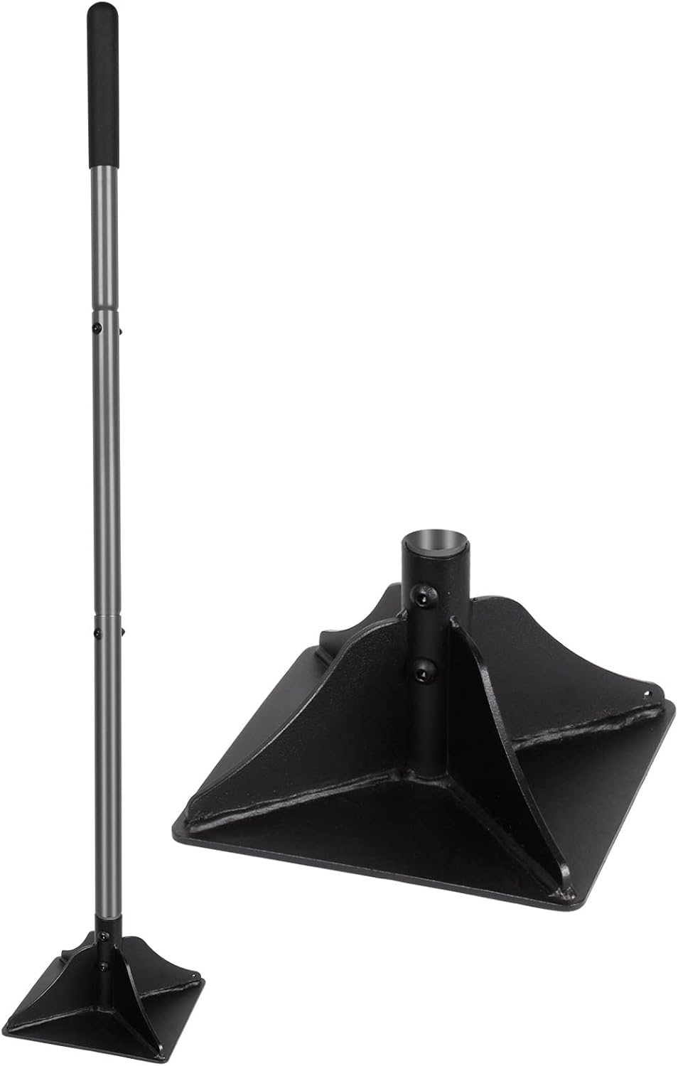 Walensee Steel Tamper with 48 inch Handle 8"x8" Garden Rubber Grip for Laborsaving All-Steel Heavy Duty Ideal Tool Leveling Ground Installing pavers and Repairing Blacktop