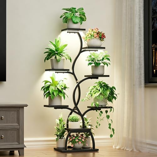 Plant Stand Indoor with Grow Light - 8 Tiered Corner Plant Shelf Indoor