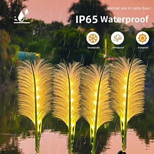 HUSSAIN Solar Garden Fairy Light, Reed Fiber Optic Light, Outdoor Solar Garden Lights Waterproof LED for Patio Yard Lawn Driveway Pathway (White Light,4 Pack)