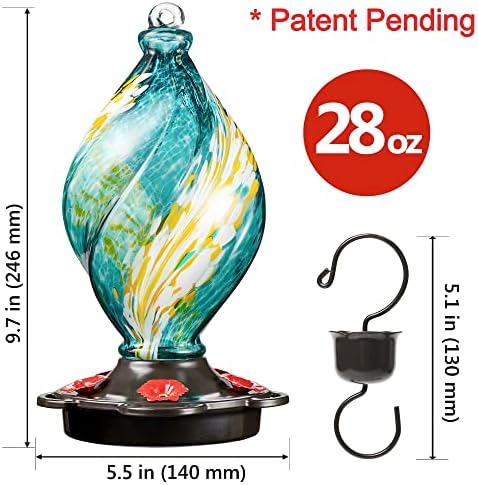 LUJII Ice Cream Shaped Spiral Hummingbird Feeder for Outdoors Hanging