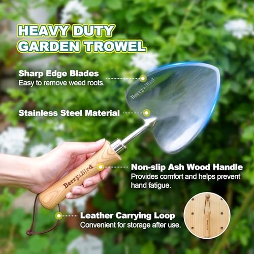 Berry&Bird Potting Trowel, Oversized Garden Hand Shovel with Sharp