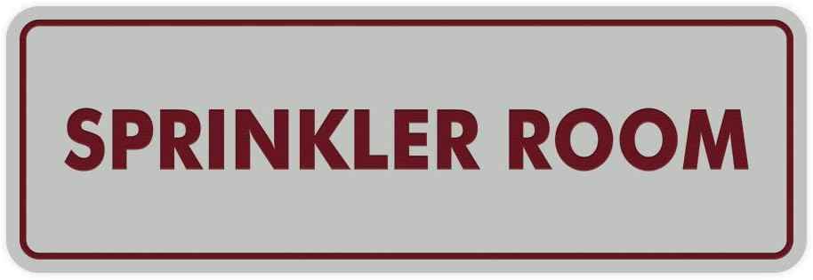Signs ByLITA Standard Sprinkler Room Sign (Light Grey/Burgundy) - Small
